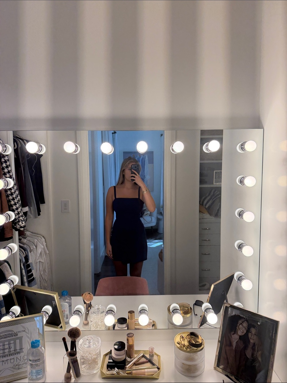 Likely Navy Square-Neck Mini Dress with Straps